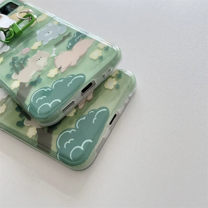 Cute Green Transparent Phone Case for Samsung Galaxy Z Flip 3 Z Flip 4