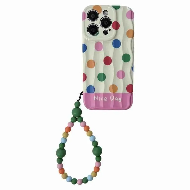 Cute Phone Cases for iPhone 11, 12, 13, 14, and 15 Pro Max - Rainbow Dots - Glossy Cover - TSP272