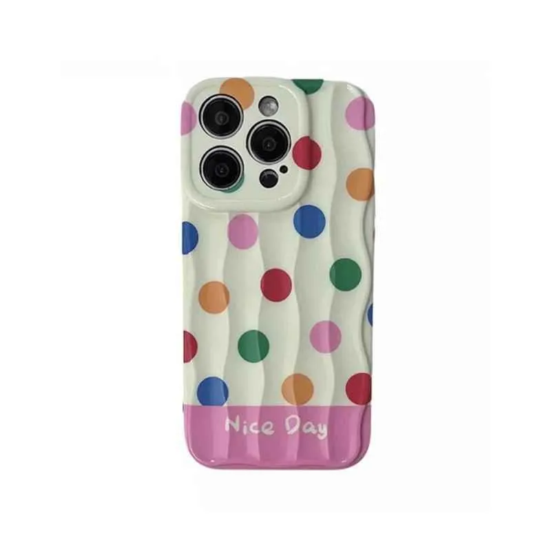 Cute Phone Cases for iPhone 11, 12, 13, 14, and 15 Pro Max - Rainbow Dots - Glossy Cover - TSP272