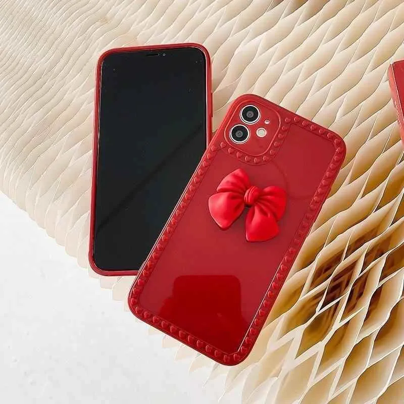 Cute Phone Cases For iPhone 12 11 Pro Max X XR XS Max 6 6s 7 8 Plus SE Red Bow