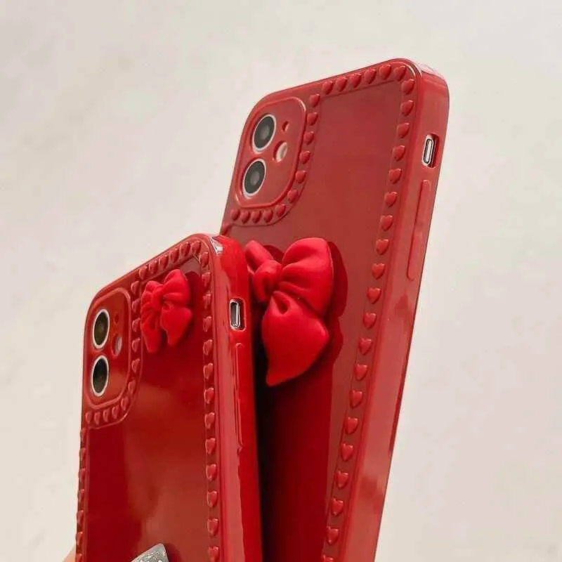 Cute Phone Cases For iPhone 12 11 Pro Max X XR XS Max 6 6s 7 8 Plus SE Red Bow