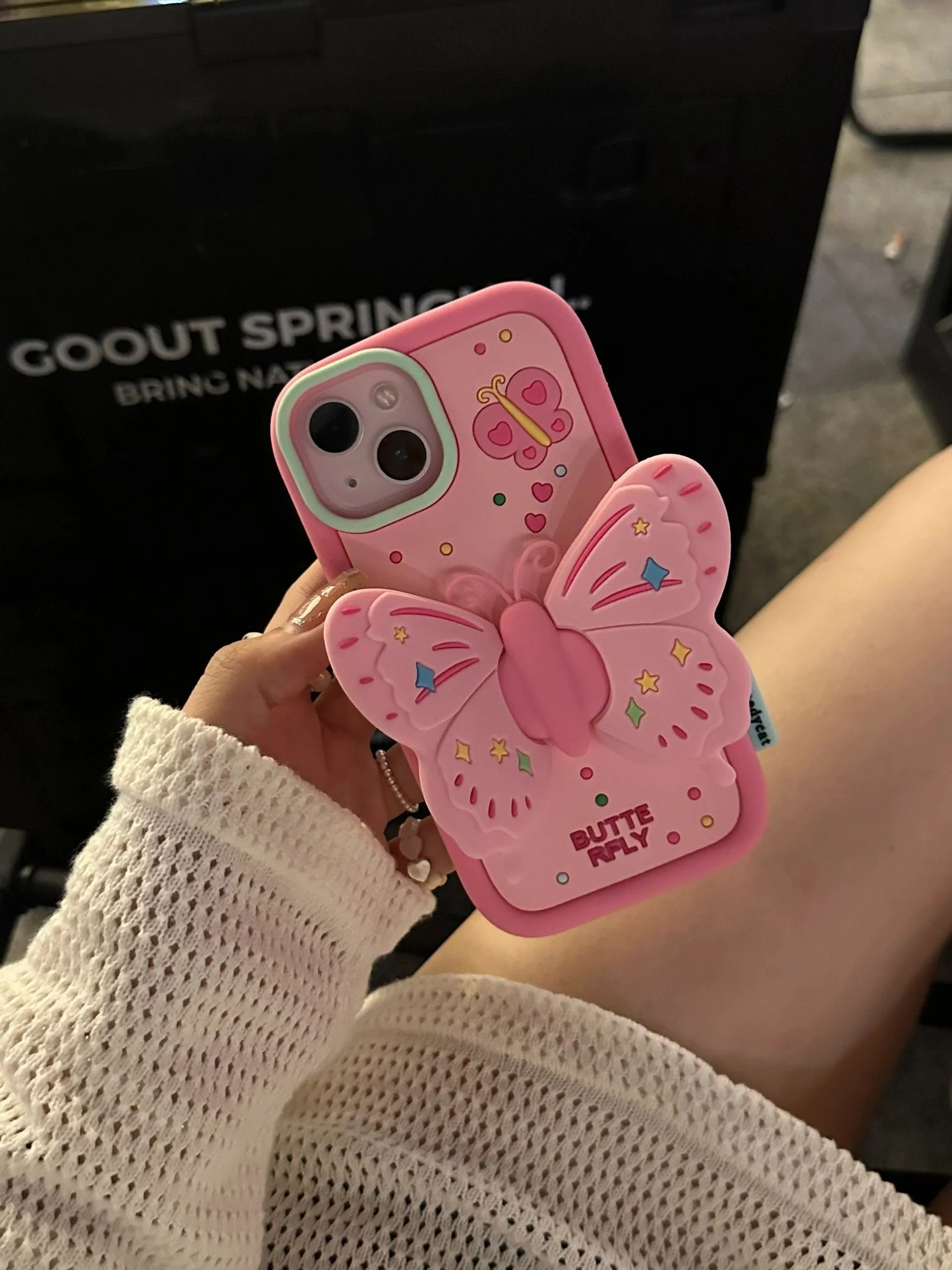 Cute Pink 3D Foldable Bracket Butterfly Wings Built in Stand Design Thick Protective Shockproof Phone Case for iPhone 11 12 13 14 15 Pro Max