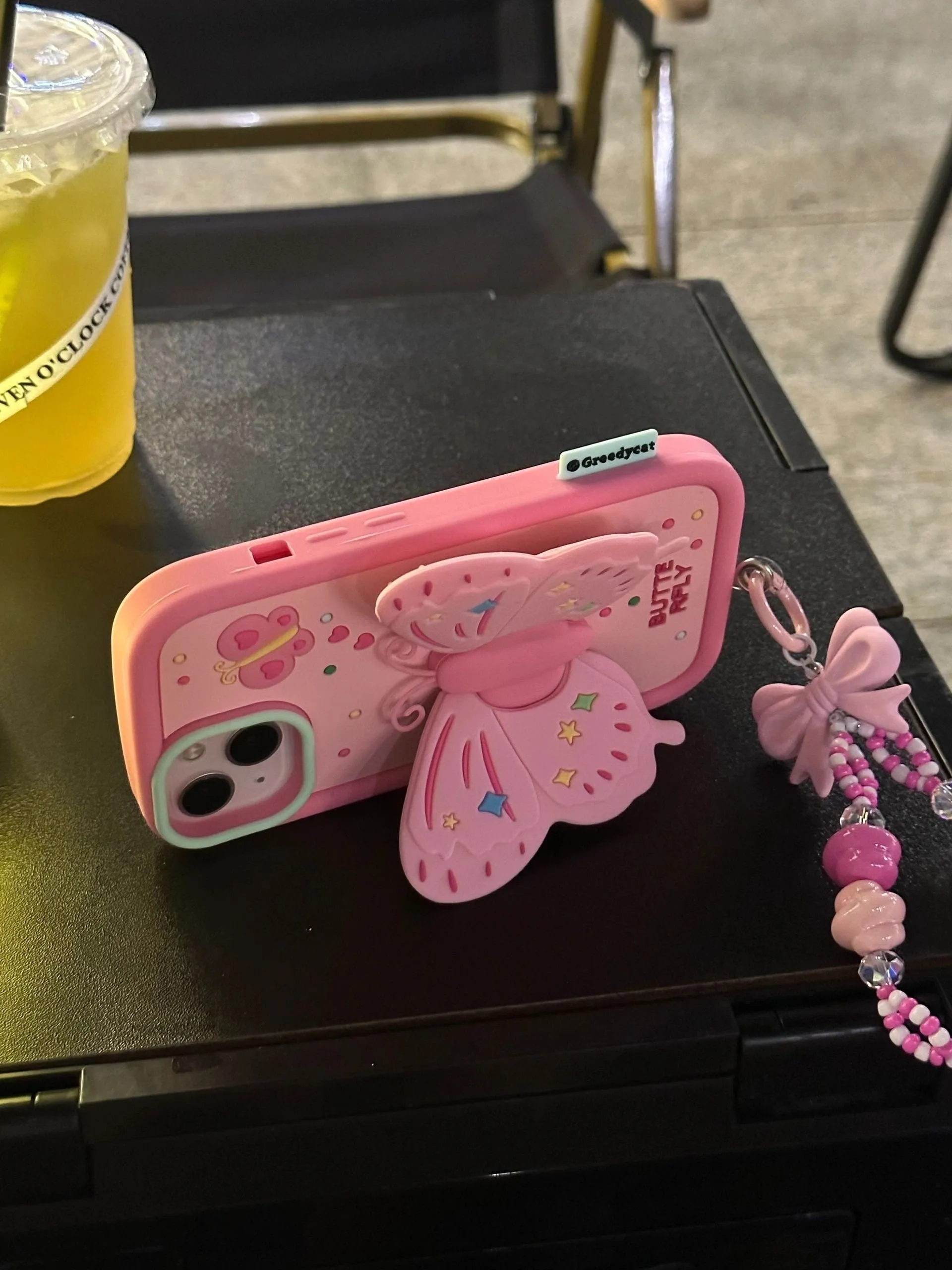 Cute Pink 3D Foldable Bracket Butterfly Wings Built in Stand Design Thick Protective Shockproof Phone Case for iPhone 11 12 13 14 15 Pro Max