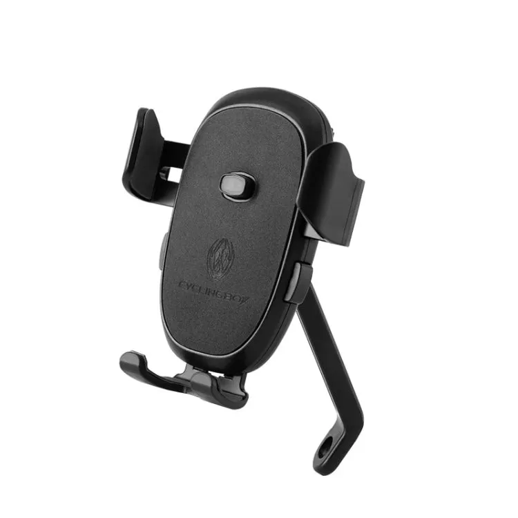 CYCLINGBOX BG-2930 Bicycle Mobile Phone Frame Plastic One-Click Lock Mobile Phone Bracket, Style: Rearview Mirror Installation (Black）