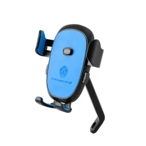 CYCLINGBOX BG-2930 Bicycle Mobile Phone Frame Plastic One-Click Lock Mobile Phone Bracket, Style: Rearview Mirror Installation (Blue）