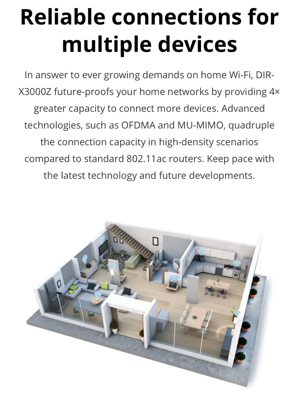 D-Link DIR-X3000Z AX3000 High Gain Antennas Mesh Wireless WiFi 6 Router with OFDMA & MU-MIMO | Mesh with TM Router DIR-X1860Z / DIR-X3060Z