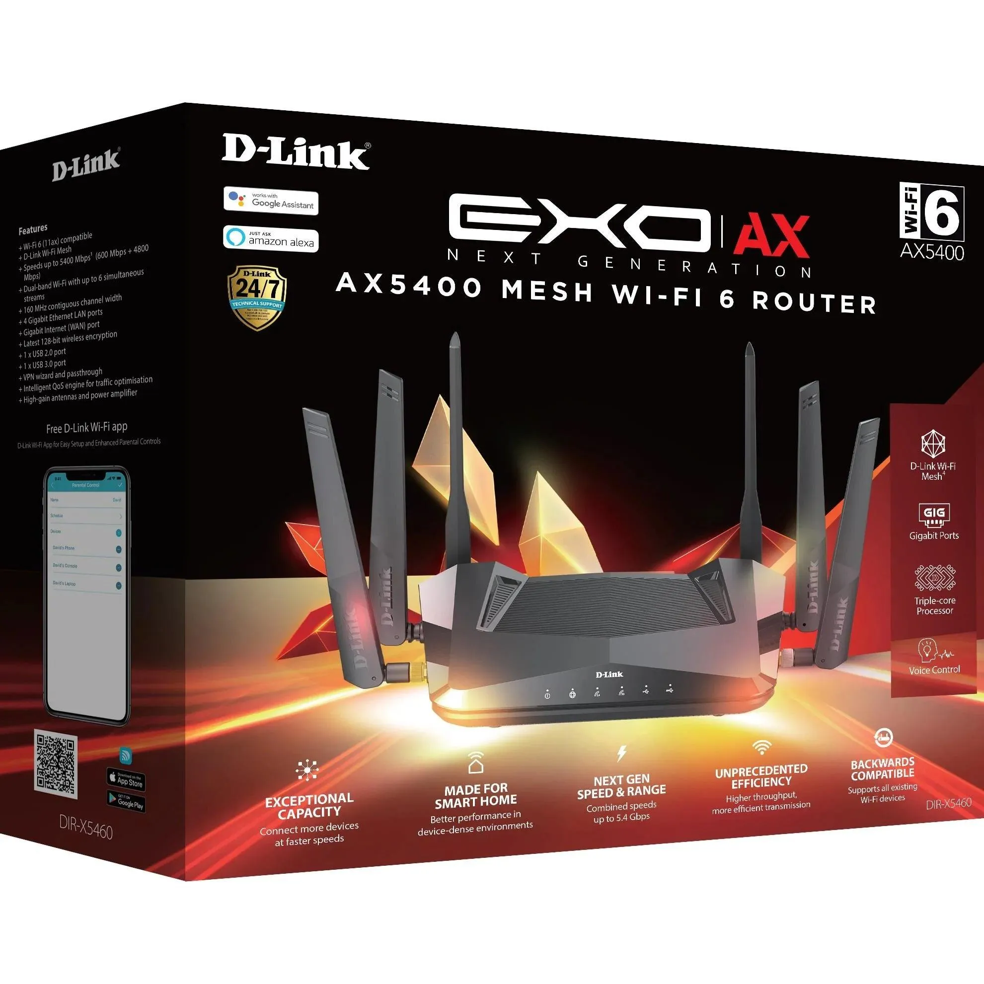 D-Link EXO AX AX5400 Router Dual-Band Mesh Wi-Fi 6 Black