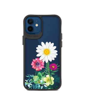 DailyObjects Clear Flowers And Daisy Black Hybrid Clear Case Cover For iPhone 12 Mini