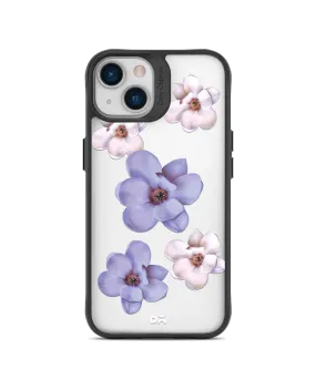 DailyObjects Clear Mauve & White Flowers Black Hybrid Clear Case Cover For iPhone 13 Mini