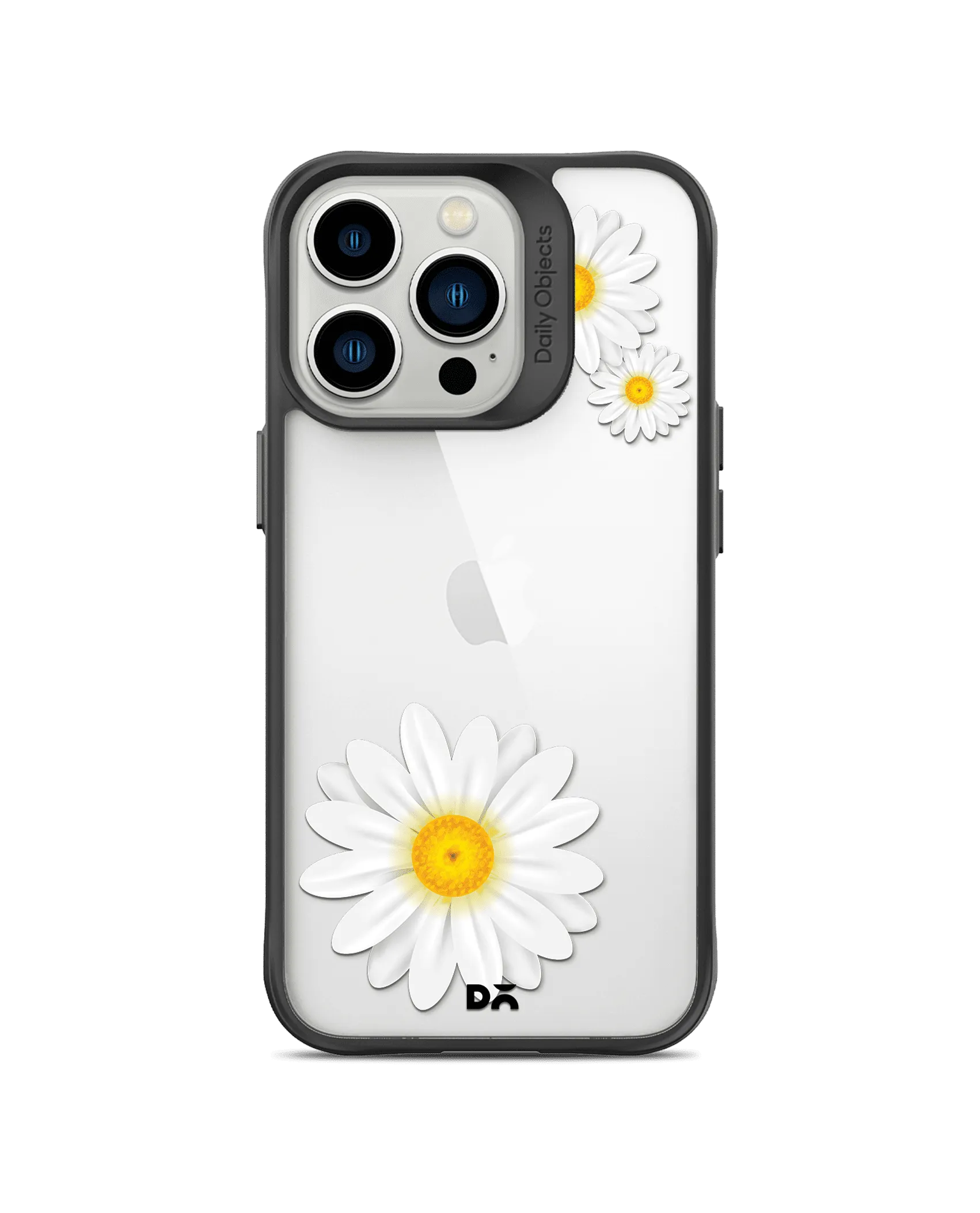 DailyObjects Clear Three White Daisies Black Hybrid Clear Phone Case Cover For iPhone 14 Pro