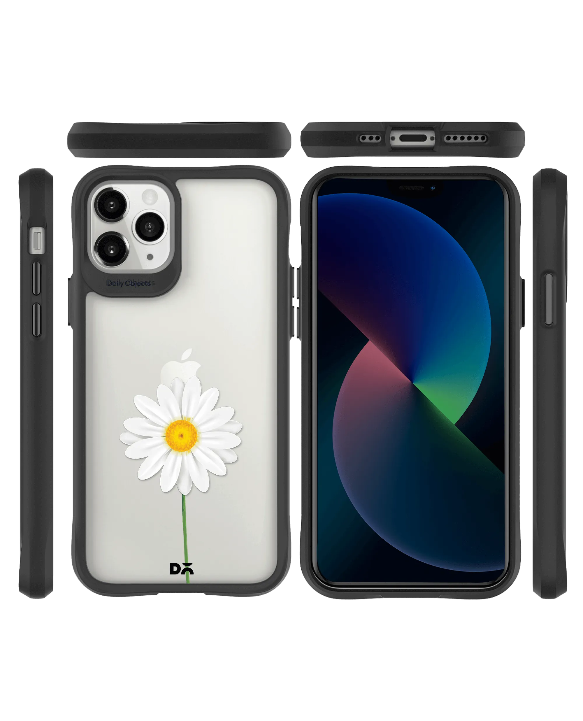 DailyObjects Clear White Daisy Black Hybrid Clear Case Cover For iPhone 11 Pro Max