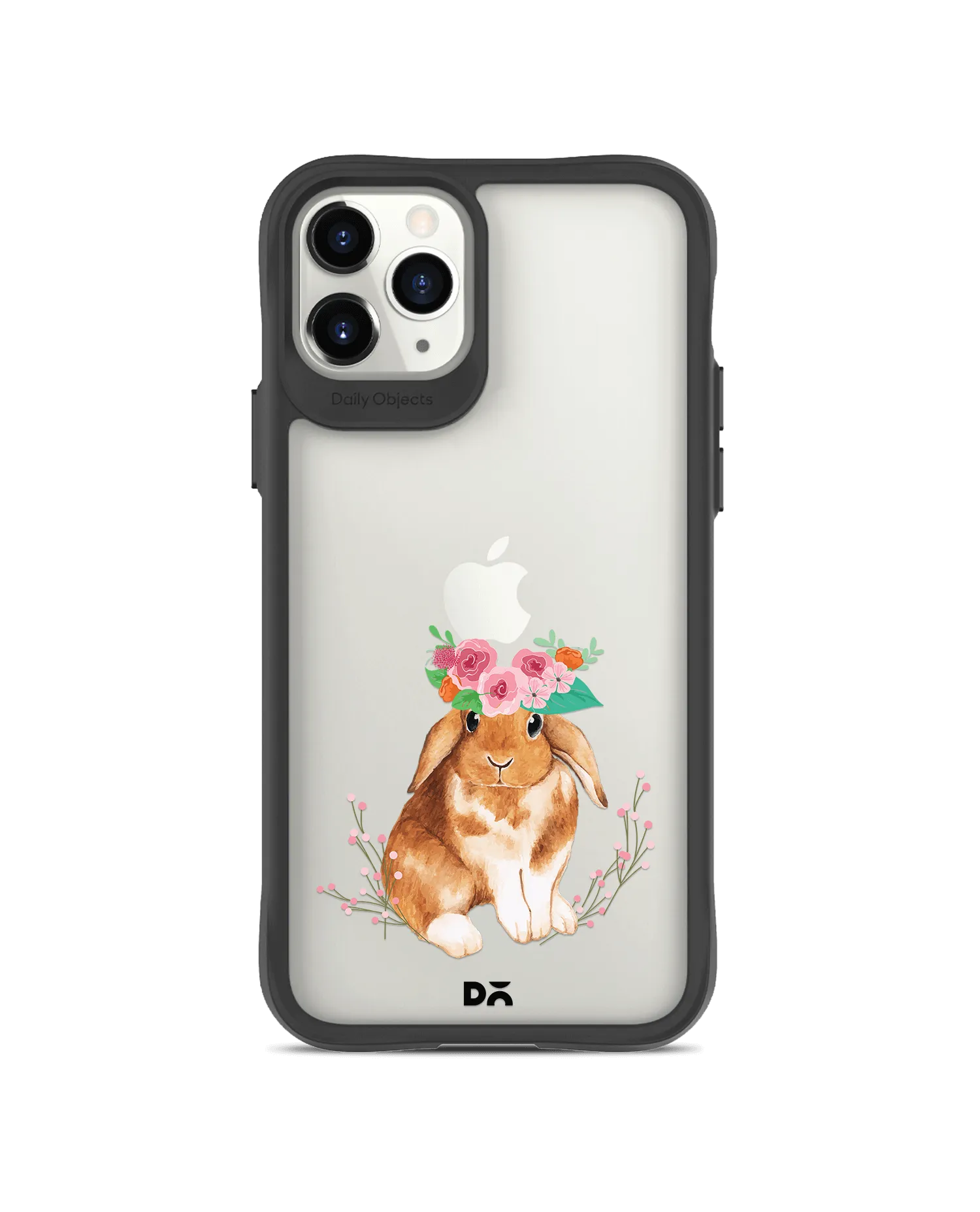 DailyObjects Flower Bunny Black Hybrid Clear Case Cover For iPhone 11 Pro