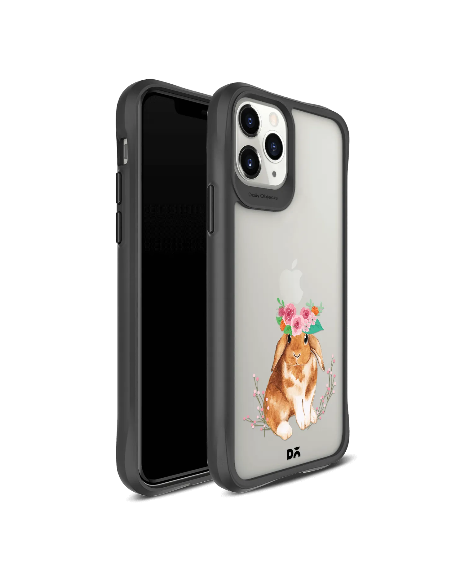 DailyObjects Flower Bunny Black Hybrid Clear Case Cover For iPhone 11 Pro