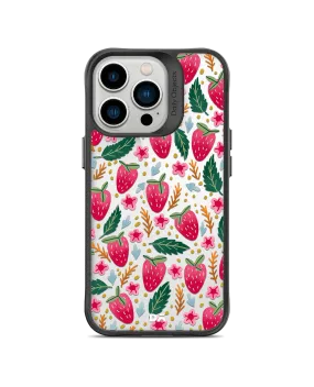 DailyObjects Strawberry Bloom Black Hybrid Clear Phone Case Cover For iPhone 14 Pro