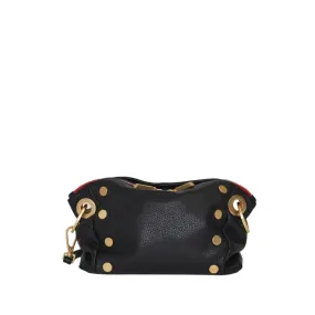 DANIEL CROSSBODY CLUTCH in Black/Gold with Red Zip