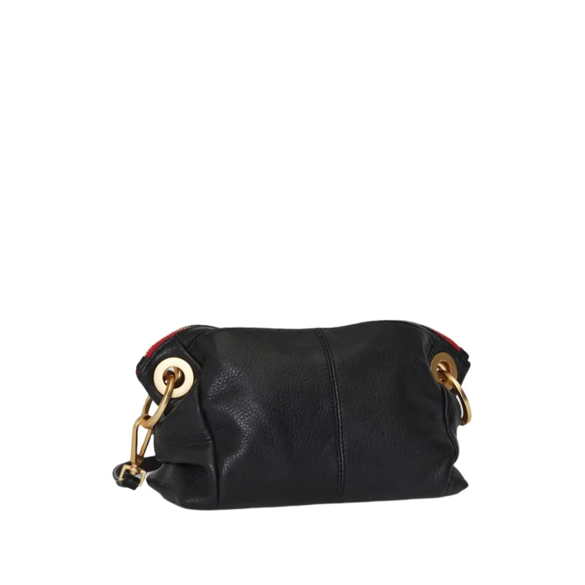 DANIEL CROSSBODY CLUTCH in Black/Gold with Red Zip