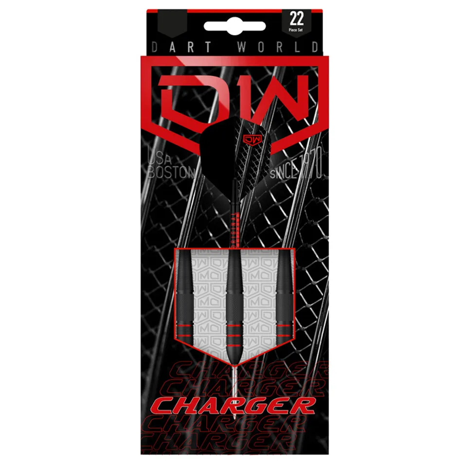 Dart World Charger Black Coated Steel Tip Darts - 19gm