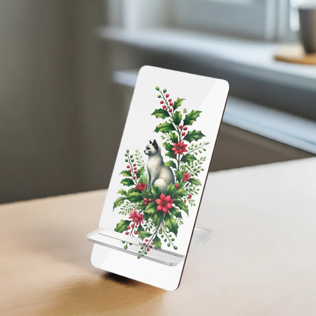 December Birth Flower - Cat Lover - Mobile Phone Stand for Smartphones