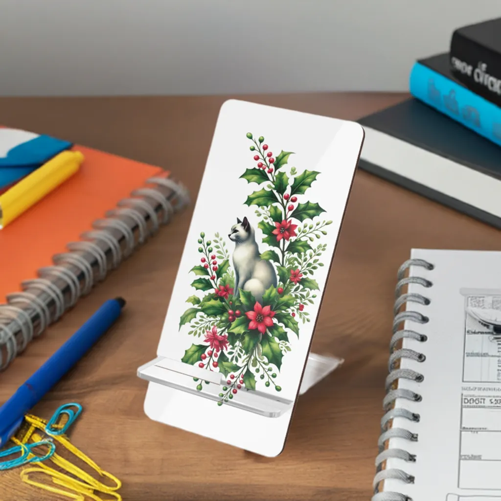 December Birth Flower - Cat Lover - Mobile Phone Stand for Smartphones