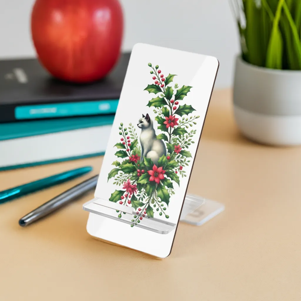 December Birth Flower - Cat Lover - Mobile Phone Stand for Smartphones