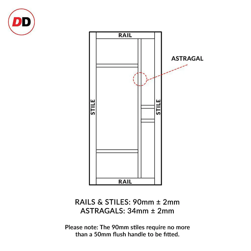 Double Sliding Door & Premium Wall Track - Eco-Urban® Isla 6 Pane Doors DD6429G Clear Glass - 6 Colour Options