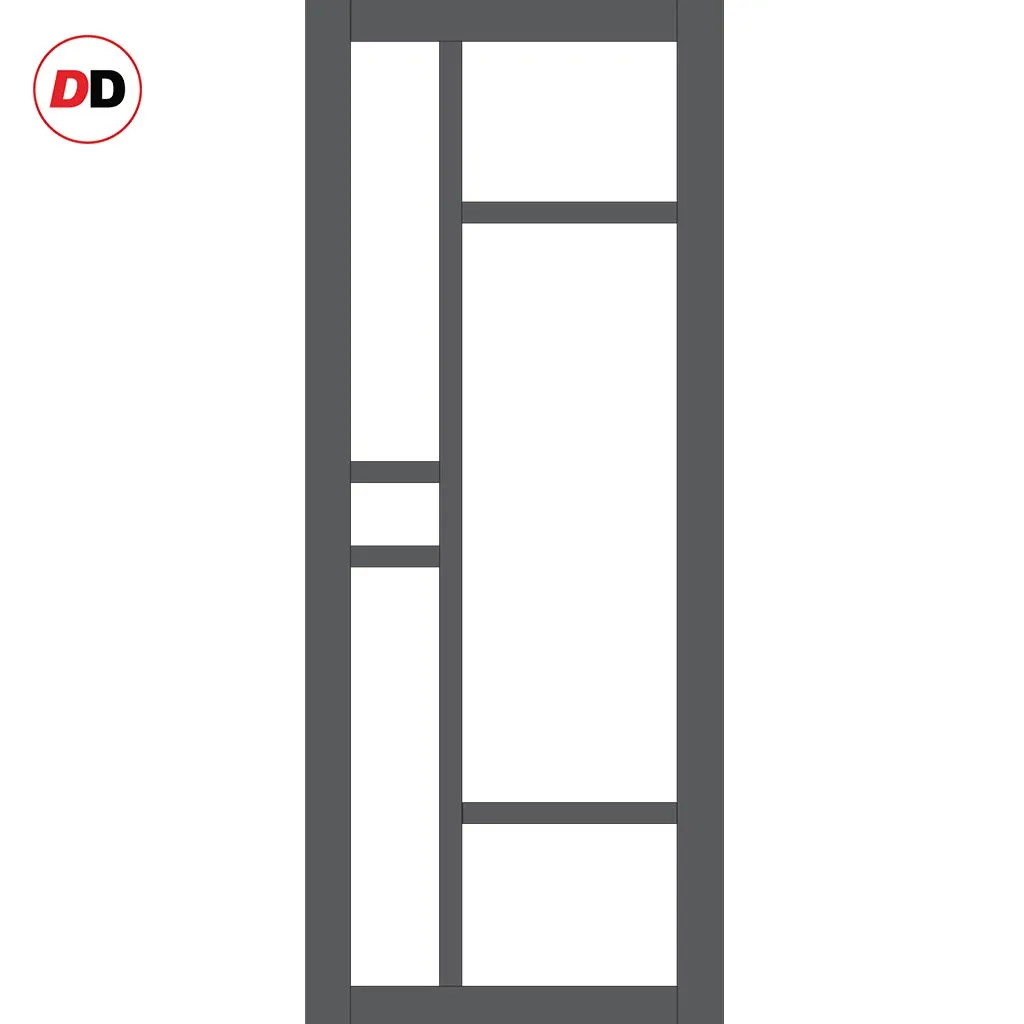 Double Sliding Door & Premium Wall Track - Eco-Urban® Isla 6 Pane Doors DD6429G Clear Glass - 6 Colour Options