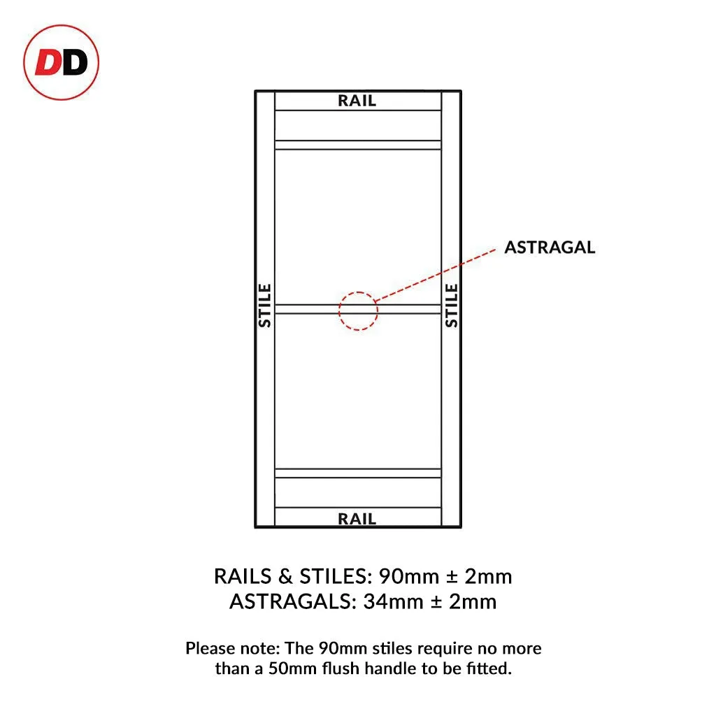 Double Sliding Door & Premium Wall Track - Eco-Urban® Malvan 4 Pane Doors DD6414SG Frosted Glass - 6 Colour Options