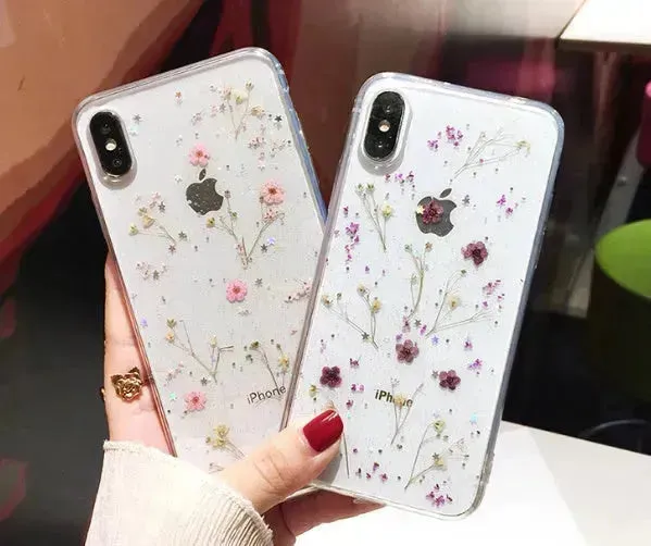 Dried flower epoxy silicone phone case