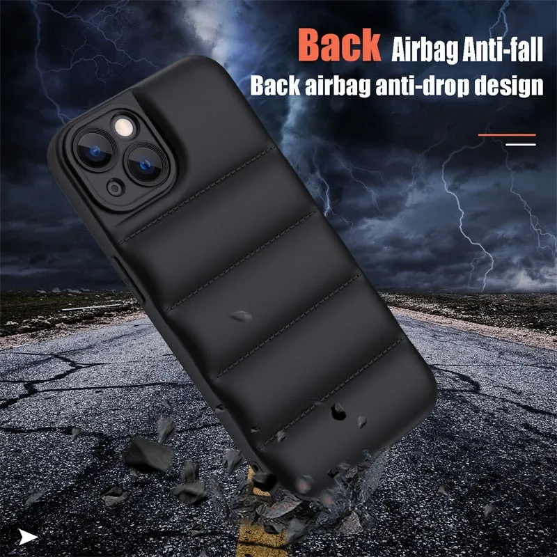 Fashion Brand Down Jacket Soft Silicone Shockproof Back Cover For iPhone 15 14 Pro 13 12 11 Pro Max