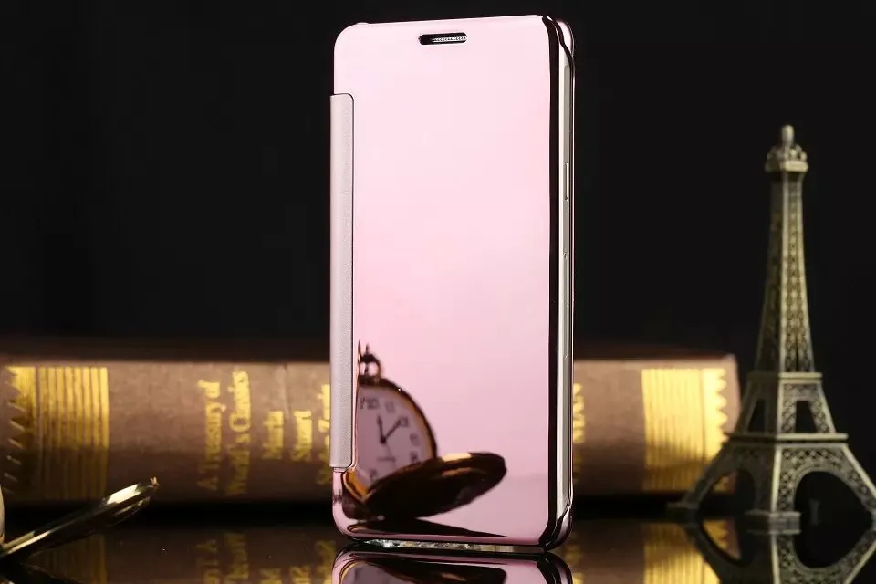 Fashion Flip Mirror Plating Case  Leather Cover Hard Plastic Back Cover For Samsung Galaxy Note 8 & Note 7