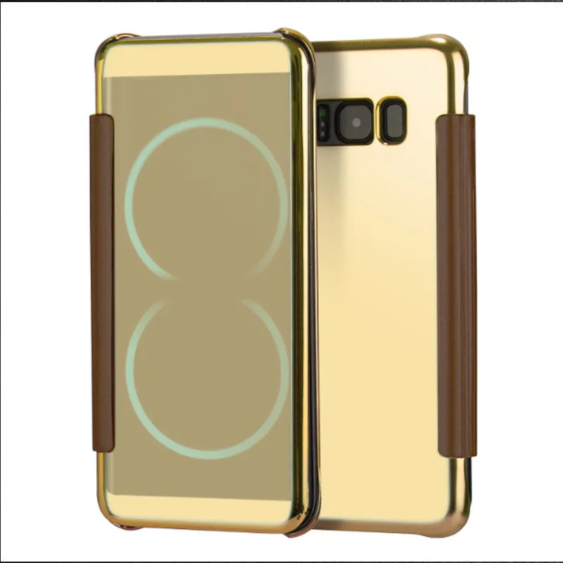 Fashion Flip Mirror Plating Case  Leather Cover Hard Plastic Back Cover For Samsung Galaxy Note 8 & Note 7