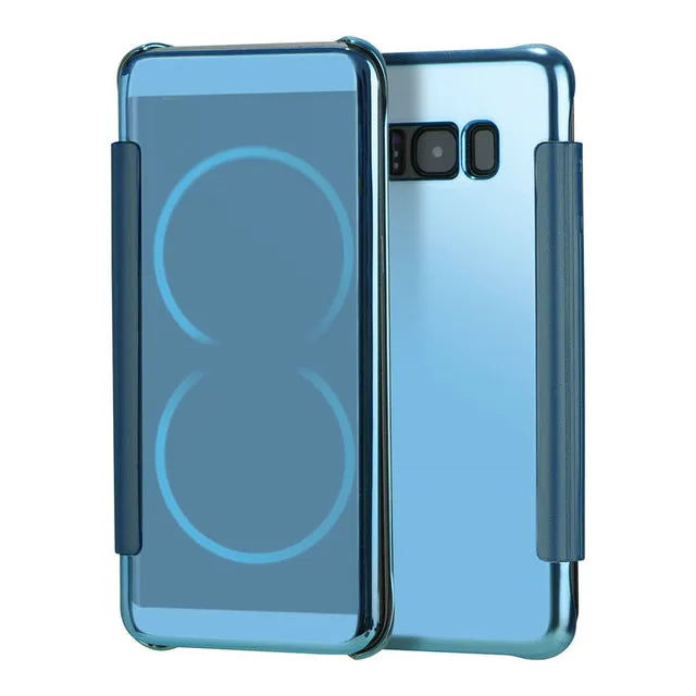 Fashion Flip Mirror Plating Case  Leather Cover Hard Plastic Back Cover For Samsung Galaxy Note 8 & Note 7