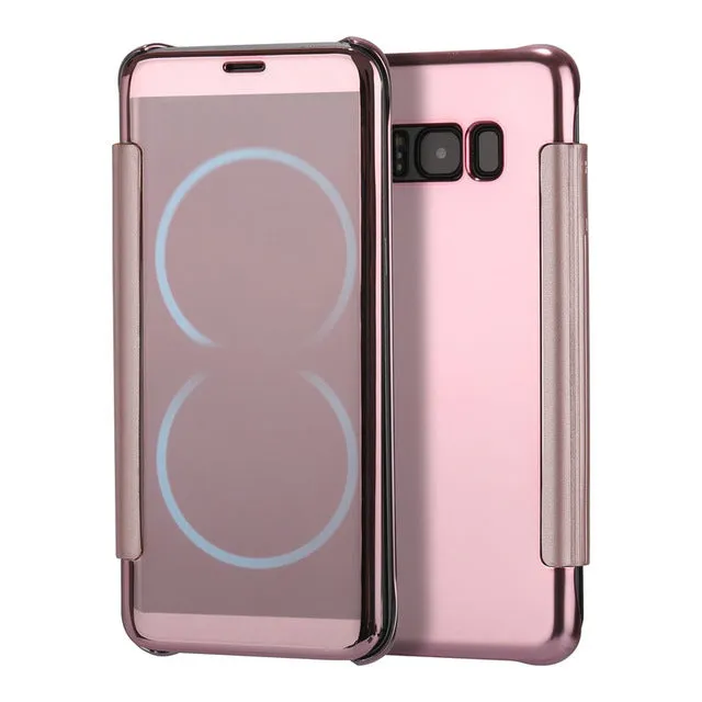 Fashion Flip Mirror Plating Case  Leather Cover Hard Plastic Back Cover For Samsung Galaxy Note 8 & Note 7