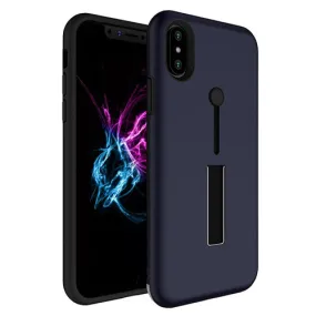 Finger Strap Phone Case for iPhone X Drop-protection Finger Ring Rugged Phone Case with Kickstand Dual Layer Case - Royal Blue