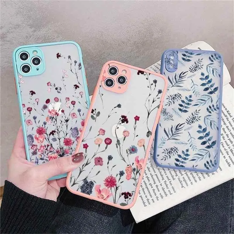 Flower Painted Cute Phone Cases For iPhone X XS MAX XR 6s 7 8 Plus SE 2 12 11 pro MAX