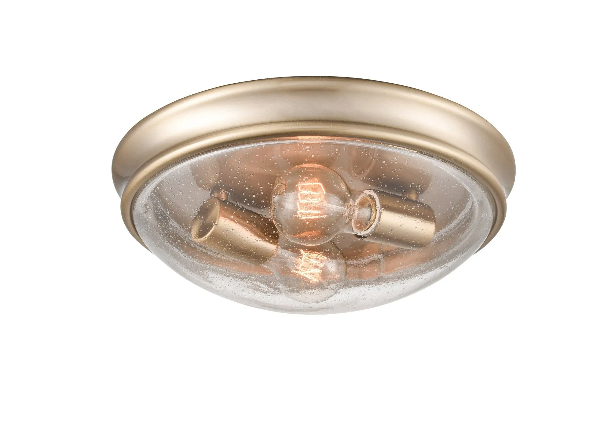 Flush Mount Fixture - Modern Gold - Clear Seeded Glass - 12in. Diameter - E26 Medium Base