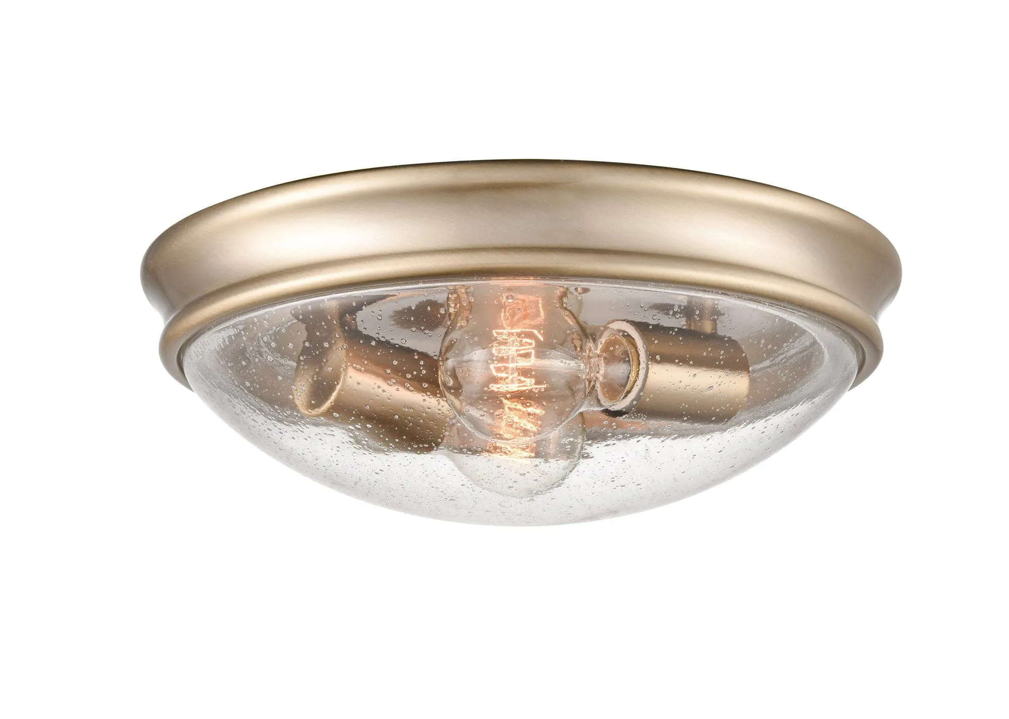 Flush Mount Fixture - Modern Gold - Clear Seeded Glass - 12in. Diameter - E26 Medium Base