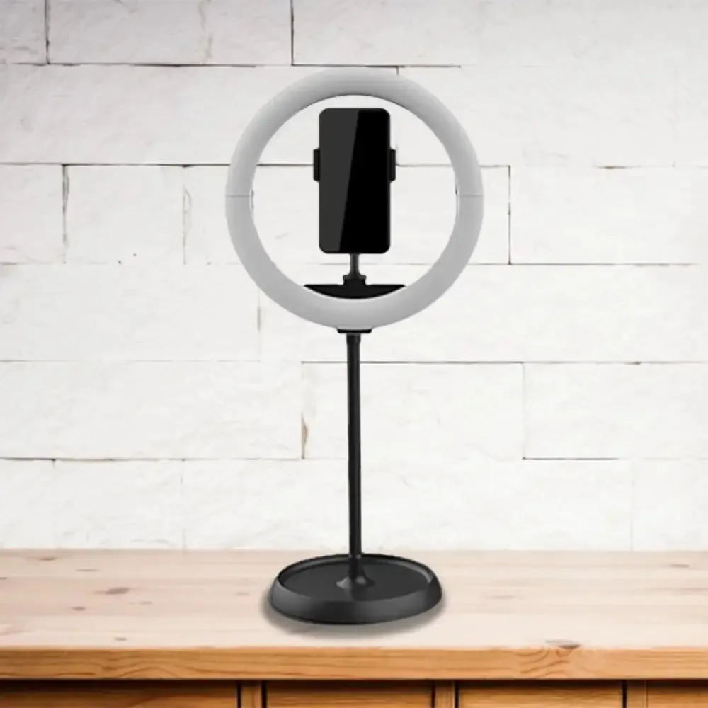 Foldable Metal Vanity Lamp with Mobile Phone Support & LED Light - Available in Black, White, and Pink