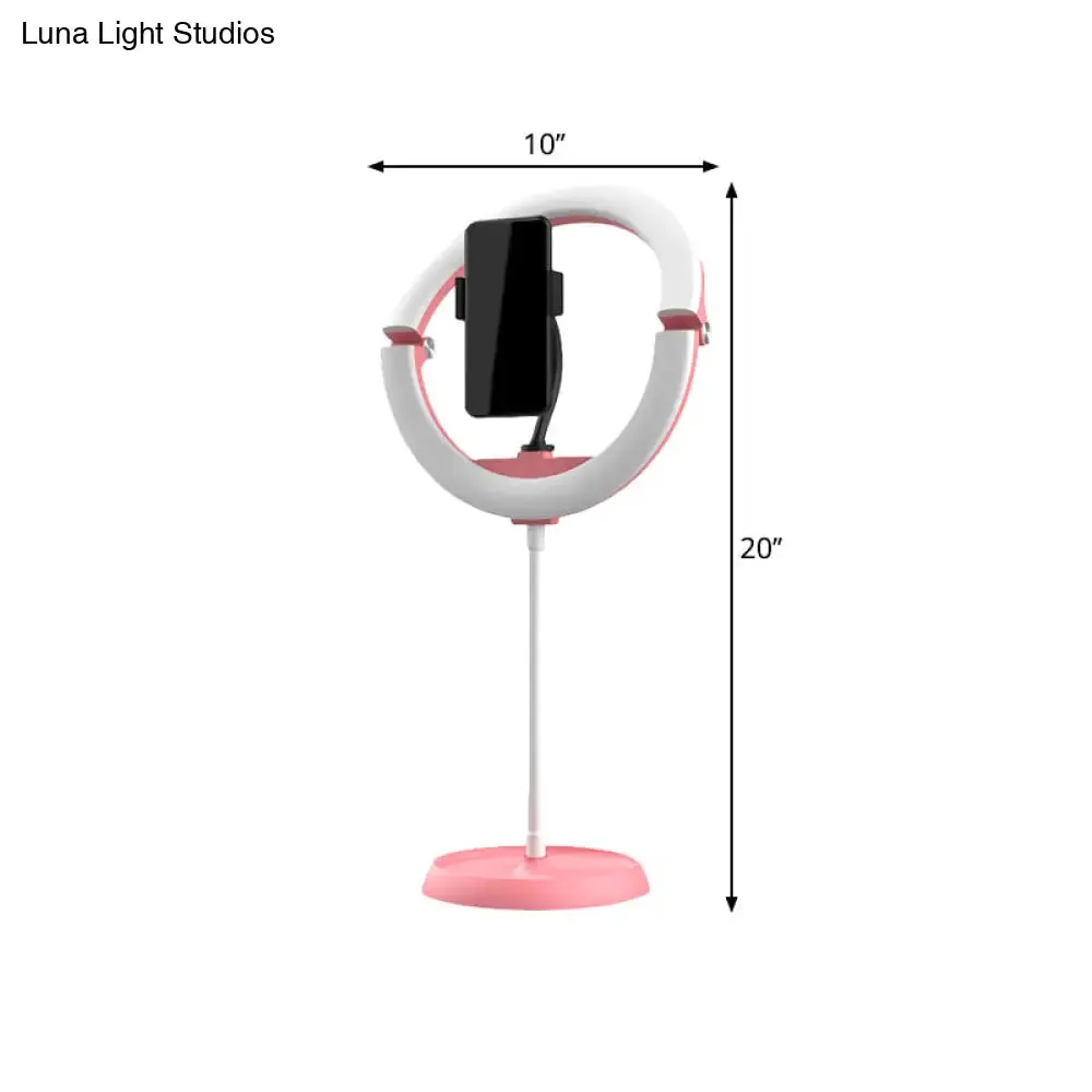 Foldable Metal Vanity Lamp with Mobile Phone Support & LED Light - Available in Black, White, and Pink