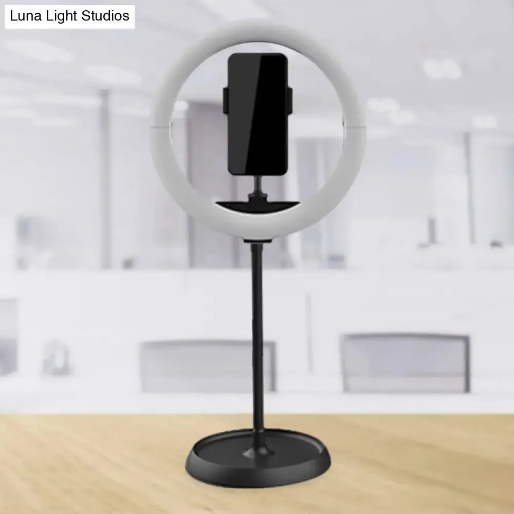 Foldable Metal Vanity Lamp with Mobile Phone Support & LED Light - Available in Black, White, and Pink