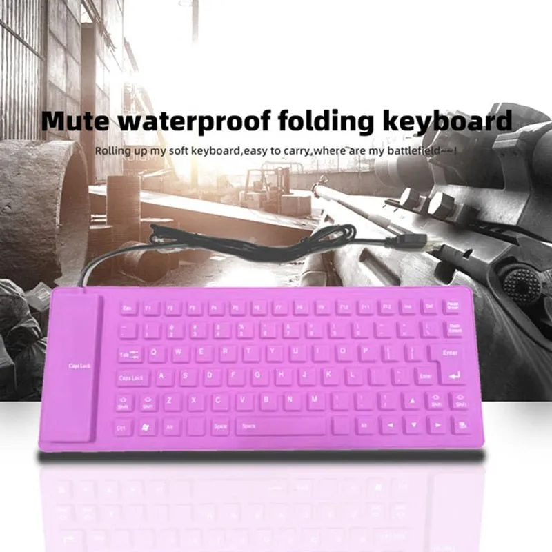 Foldable Silicone Keyboard For PC Tablet Laptop