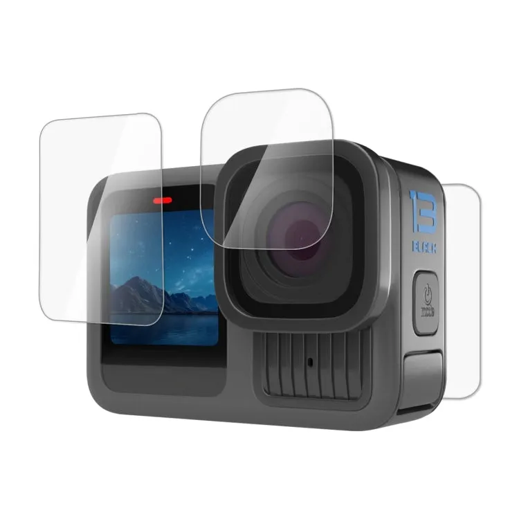 For GoPro HERO13 Black PULUZ 3 in 1 Lens and Front  Back Screen 9H 2.5D Tempered Glass Film (Transparent)