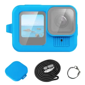 For GoPro HERO13 Black PULUZ Silicone Protective Case Cover with Wrist Strap & Lens Cover (Blue)