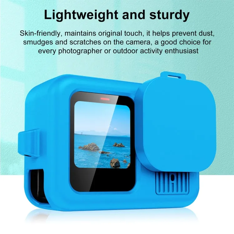 For GoPro HERO13 Black PULUZ Silicone Protective Case Cover with Wrist Strap & Lens Cover (Blue)