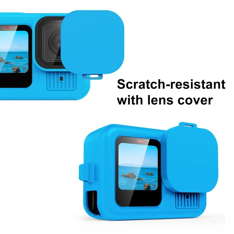 For GoPro HERO13 Black PULUZ Silicone Protective Case Cover with Wrist Strap & Lens Cover (Blue)