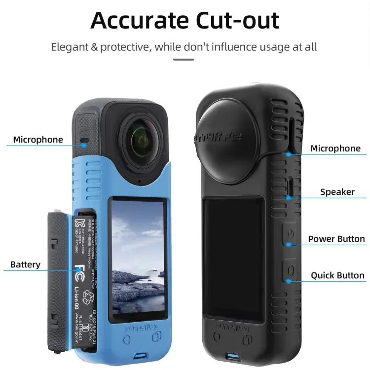 For Insta360 X4 Sunnylife Silicone Shockproof Case Lens Body Cover Kit(Blue)