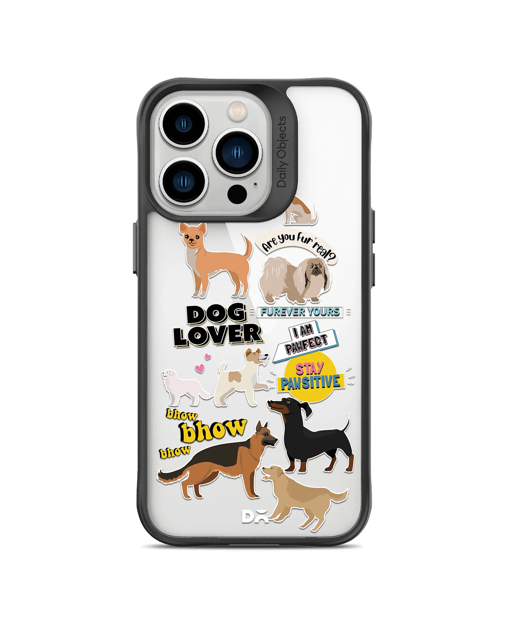 Fur Babies Black Hybrid Clear Phone Case Cover For iPhone 14 Pro