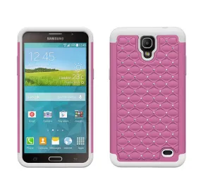 Galaxy Mega 2 Case, Slim Hybrid Dual Layer[Shock Resistant] Crystal Rhinestone Studded Case Cover - Pink/White