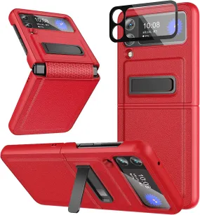 Galaxy Z Flip 4 Case Camera Lens Screen Protector Cover Case Red