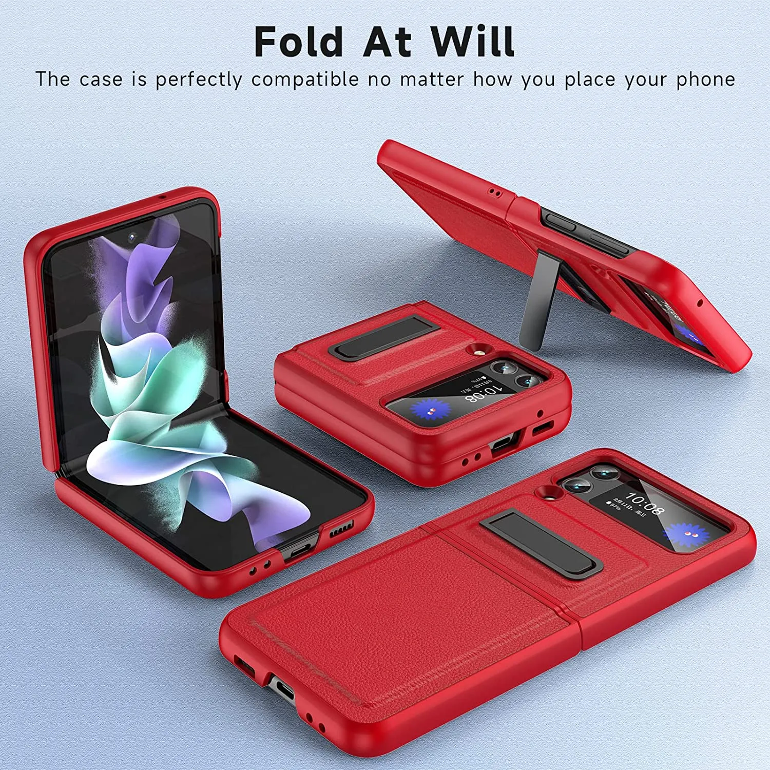 Galaxy Z Flip 4 Case Camera Lens Screen Protector Cover Case Red